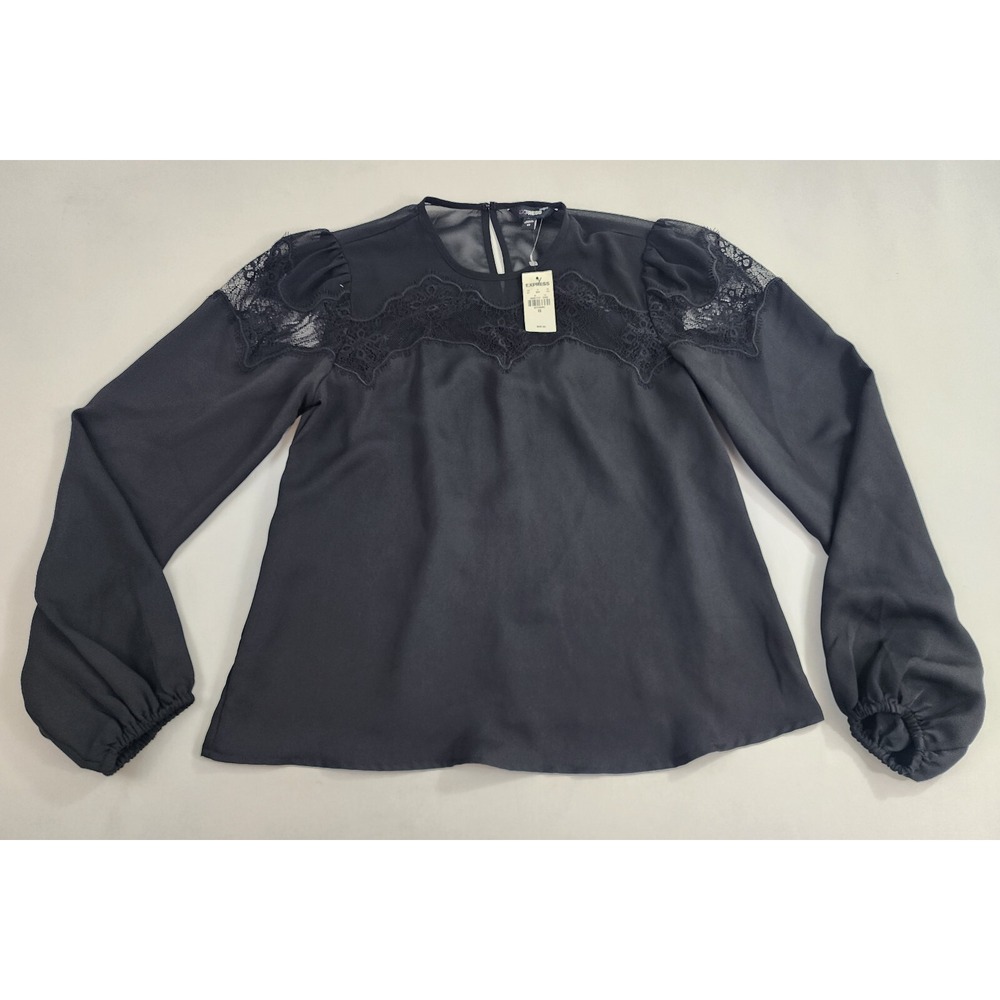 Express blouse top shirt womens XS black polyester 30703360 $68 ladies